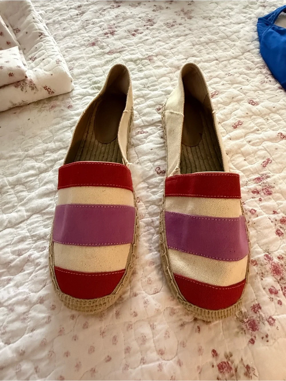 Women’s Banana Republic Red, Purple & Cream Striped Espadrilles